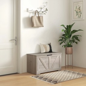 Baú de Armazenamento 100L Baú de Arrumação com Tampa e Dobradiça de Segurança 80x40x45 cm Cinzento Claro