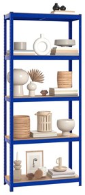 5-Layer Storage Shelf Blue Steel&amp;Madeira de engenharia