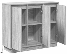 Sideboard vidaXL com LEDs em Cinza Sonoma 90x32x75 cm de Madeira de En