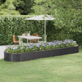 Canteiro elevado jardim 396x100x36 aço revestido a pó antracite
