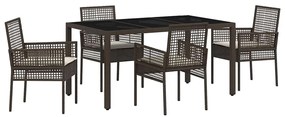 Conjunto de Jantar para Jardim 5 pcs Castanho 150 x 90 x 75 cm