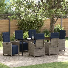 vidaXL Conjunto de Jantar de Jardim 7 Peças em Rattan Sintético Cinza