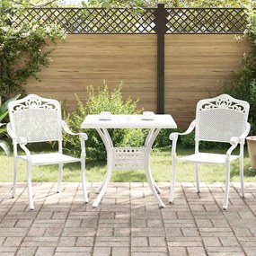 Conjunto Bistro de Jardim 3 Peças vidaXL Branco em Alumínio Fundido