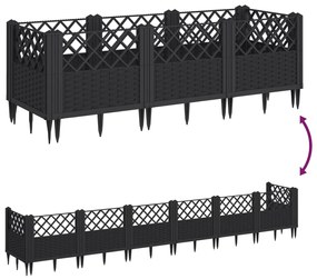 Vaso/floreira de jardim c/ estacas 123,5x43,5x43,5 cm PP preto