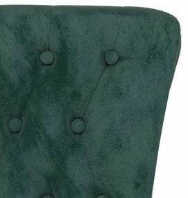 Cadeirão c/ encosto alto veludo verde-escuro design de botões
