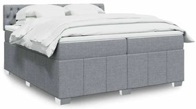 vidaXL Cama com molas/colchão 200x200 cm tecido cinza-claro