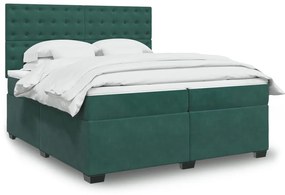 vidaXL Cama com molas/colchão 200x200 cm veludo verde-escuro