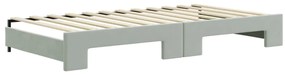 Sofá-cama c/ gavetão e colchões 100x200cm veludo cinzento-claro