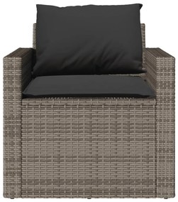 4 pcs conjunto sofás de jardim c/ almofadões vime PE cinzento