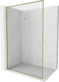 Mexen Kioto-F L Parede de duche Walk-in com moldura 55 x 202 cm, transparente 8 mm, dourada - 800-055-174-50-00
