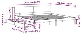 Estrutura de cama c/ gavetas 200x200 cm pinho maciço branco
