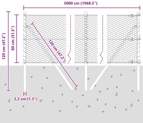 Cerca Hexagonal vidaXL Cinza 0,8x50 m Aço