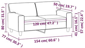 Sofá de 2 lugares 120 cm couro artificial cor creme