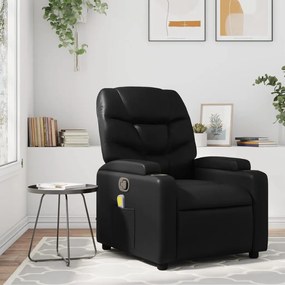 vidaXL Poltrona de massagens reclinável couro artificial preto