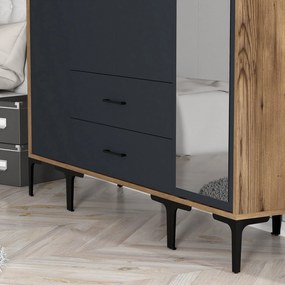 Roupeiro Kumsal STR – Nogueira e Antracite – 160 cm x 47,5 cm x 201,4