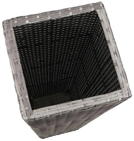 Vasos/floreiras de jardim elevados 3 pcs vime PE cinzento