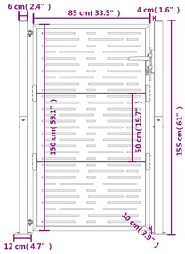 Portão de jardim 105x155 cm aço corten design quadrados