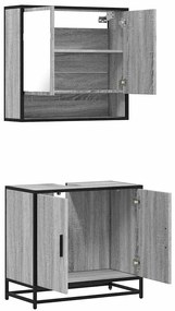 2 pcs conjunto móveis WC derivados de madeira sonoma cinza