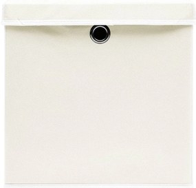 Caixas de arrumação com tampas 4 pcs 32x32x32 cm tecido branco
