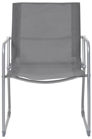4 pcs conjunto lounge para jardim tecido e aço cinzento