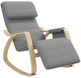 HOMCOM Poltrona Relaxde Balanço Poltrona de Amamentação com Apoio de Pés Ajustável Bolso Lateral e Apoio de Cabeça Cinza | Aosom Portugal