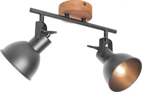 Projetores industriais pretos com madeira inclinável 2-luzes - Tommy