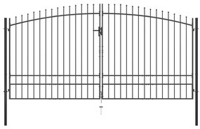 vidaXL Portão de cerca com porta dupla e topo em lanças 400x248 cm