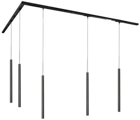 Sistema de iluminação de trilho moderno com 5 luzes pendentes preto 1-fase - Iconic Frini Moderno