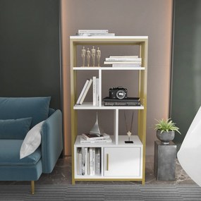 Estante Valero – Branco e Dourado – 60 cm x 120 cm x 29,6 cm