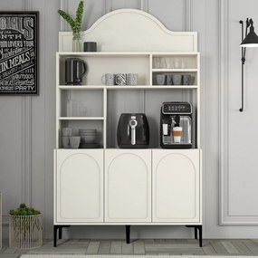 Armário Alto de Cozinha "Coffee" - 200x120x35 cm - Creme e Preto - Des