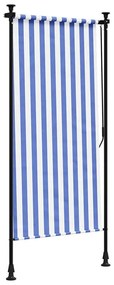 Estore de rolo para exterior 100x270cm tecido/aço azul e branco