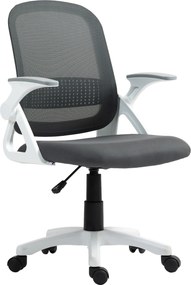 Cadeira de escritório ergonómica, em malha com braços rebatíveis, altura ajustável, cinzenta