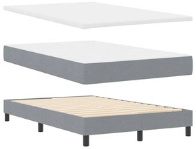 Cama Box Spring com Colchão &amp; LED Cinza Claro 120x190 cm Tecido