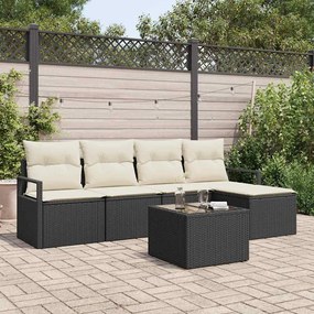 Conjunto de Sofás de Jardim vidaXL com Almofadas Marrom de Rattan Poliéster