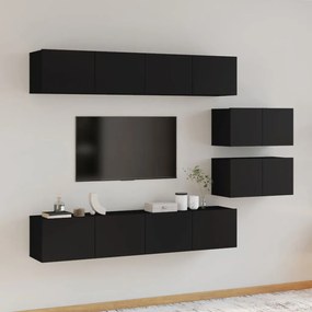 vidaXL Conjunto móveis de TV 6 pcs madeira processada preto