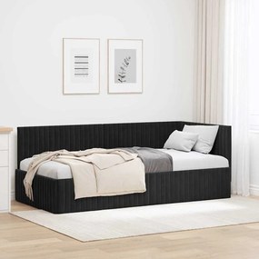 vidaXL Estrutura de Cama de Canto Preto 90 cm x 190 cm Veludo