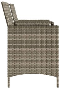 Sofá de jardim de 2 lugares com mesa e bancos vime PE cinzento
