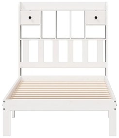 Cama com estante sem colchão 75x190 cm pinho maciço branco