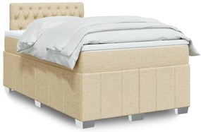 vidaXL Cama com molas/colchão 120x200 cm tecido cor creme