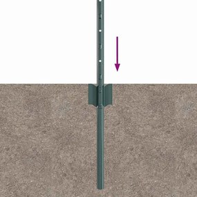 Postes de Cerca com 5 pcs U-Channel Verde 80 cm de Aço