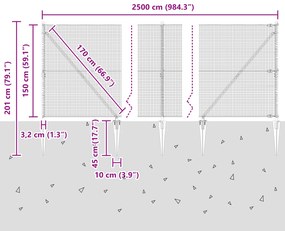 Cerca de Fio Soldado com 13 Postes com Pino 1.5x25 m Aço Galvanizado