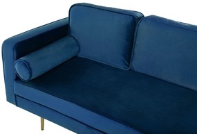 Chaise-longue à esquerda em veludo azul marinho MIRAMAS Beliani