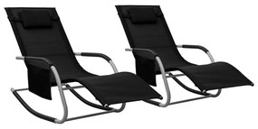 vidaXL Espreguiçadeiras 2 pcs textilene cor preto e cinzento