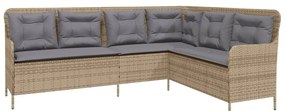 2 pcs conjunto de sofás p/ jardim com almofadões vime PE bege