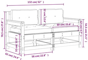 Cadeiras de jardim c/ almofadões 2 pcs pinho impregnado