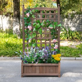 Floreira com treliça 64  x 28 x 120 cm. Insertos de rega incluídos em Madeira de abeto tratada