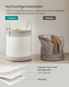 Cesto para roupa suja 60 L com tampa e pega 41 x 41 x 46 cm cinzento