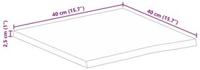 Tampo de mesa c/ borda viva 40x40x2,5cm mangueira áspera maciça