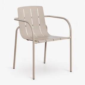 Pack De 4 Cadeiras De Jardim Empilháveis Com Braços Em Aço Isoria Moka Brown - Sklum