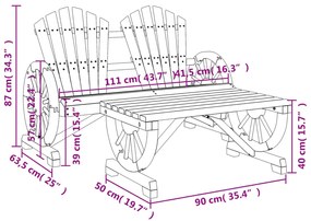 2 pcs conjunto lounge de jardim madeira de abeto maciça